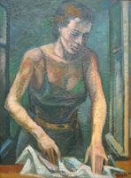 Frau am Fenster, 1986 Öl, 80 x 60 cm