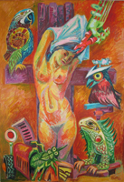 Frau am Kreuz, 2001, Mischtechnik, 134,3 x 93,8 cm