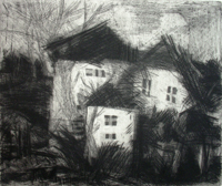 Uns Hüsung, 1989 Radierung, S/W, 22,6x26,4 cm