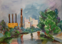 Kraftwerk Charlottenburg I, 1995 Aquarell, 33,5x45,5cm