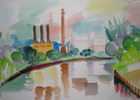 Kraftwerk Charlottenburg II, 1997 Aquarell, 48,1x66,1cm