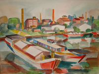 Industrie am Osthafen II, 1997 Aquarell, 50x68,5 cm
